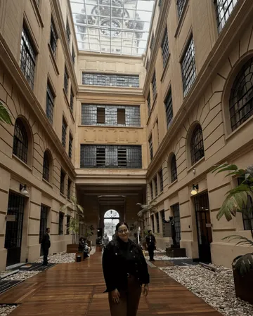 Visitante no corredor de entrada do Boulevard da Sala São Paulo